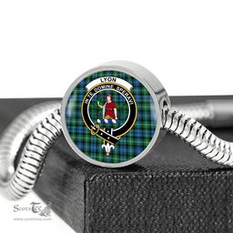 Scottish Lyon Clan Tartan Bracelet - Round Shape Pendant Scottish Plaid Tartan Plaid