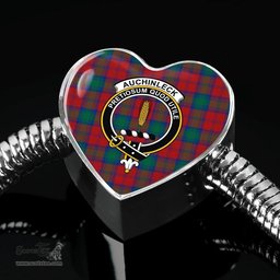 Scottish Auchinleck Clan Tartan Bracelet - Heart Shape Pendant Scottish Plaid Tartan Plaid