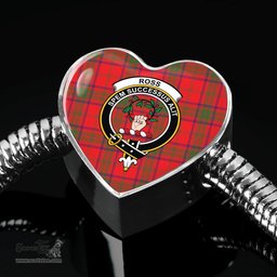 Scottish Ross Modern Clan Tartan Bracelet - Heart Shape Pendant Scottish Plaid Tartan Plaid