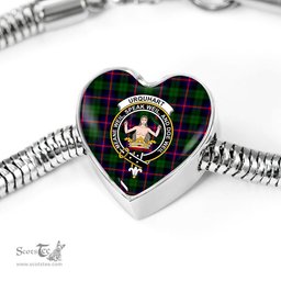 Scottish Urquhart Modern Clan Tartan Bracelet - Heart Shape Pendant Scottish Plaid Tartan Plaid