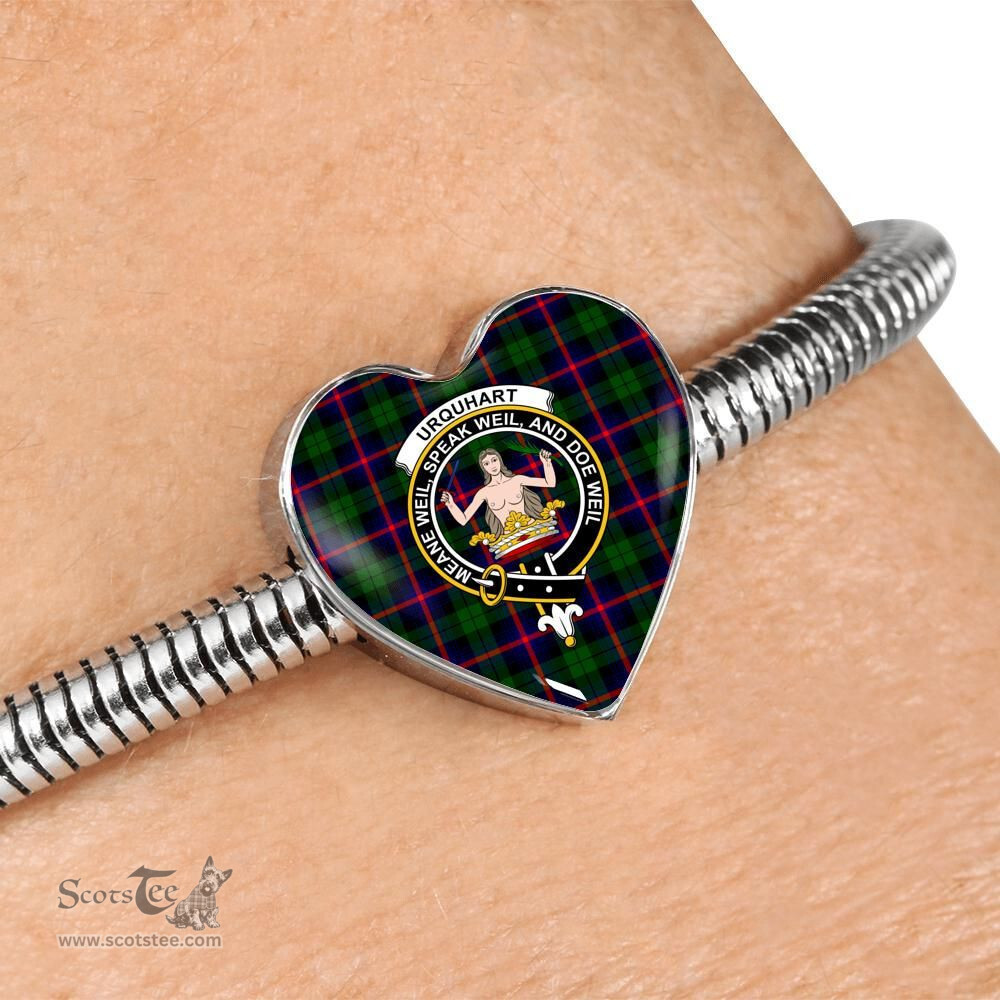 Scottish Urquhart Modern Clan Tartan Bracelet - Heart Shape Pendant Scottish Plaid Tartan Plaid