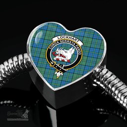 Scottish Lockhart Clan Tartan Bracelet - Heart Shape Pendant Scottish Plaid Tartan Plaid