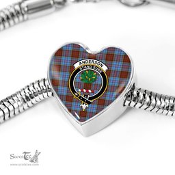 Scottish Anderson Modern Clan Tartan Bracelet - Heart Shape Pendant Scottish Plaid Tartan Plaid