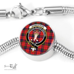 Scottish Robertson Modern Clan Tartan Bracelet - Round Shape Pendant Scottish Plaid Tartan Plaid