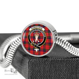 Scottish Robertson Modern Clan Tartan Bracelet - Round Shape Pendant Scottish Plaid Tartan Plaid