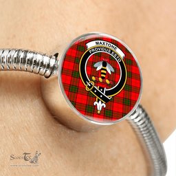 Scottish Maxtone Clan Tartan Bracelet - Round Shape Pendant Scottish Plaid Tartan Plaid