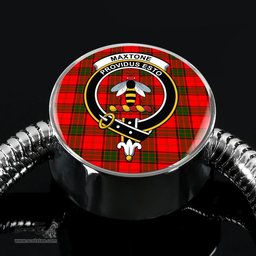 Scottish Maxtone Clan Tartan Bracelet - Round Shape Pendant Scottish Plaid Tartan Plaid