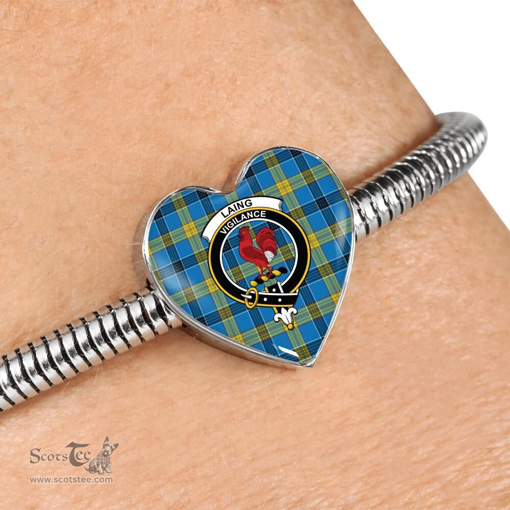 Scottish Laing Clan Tartan Bracelet - Heart Shape Pendant Scottish Plaid Tartan Plaid