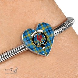 Scottish Laing Clan Tartan Bracelet - Heart Shape Pendant Scottish Plaid Tartan Plaid