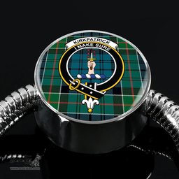 Scottish Kirkpatrick Clan Tartan Bracelet - Round Shape Pendant Scottish Plaid Tartan Plaid