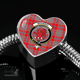 Scottish Moubray Clan Tartan Bracelet - Heart Shape Pendant Scottish Plaid Tartan Plaid