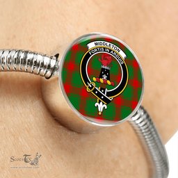 Scottish Middleton Modern Clan Tartan Bracelet - Round Shape Pendant Scottish Plaid Tartan Plaid