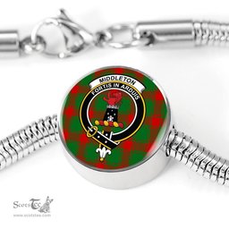 Scottish Middleton Modern Clan Tartan Bracelet - Round Shape Pendant Scottish Plaid Tartan Plaid