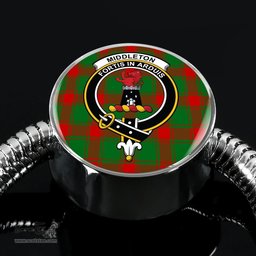 Scottish Middleton Modern Clan Tartan Bracelet - Round Shape Pendant Scottish Plaid Tartan Plaid