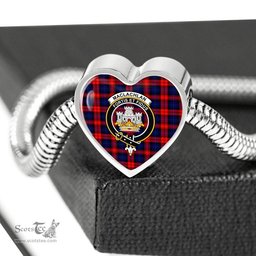 Scottish Maclachlan Modern Clan Tartan Bracelet - Heart Shape Pendant Scottish Plaid Tartan Plaid