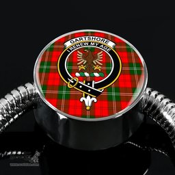 Scottish Gartshore Clan Tartan Bracelet - Round Shape Pendant Scottish Plaid Tartan Plaid