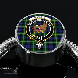 Scottish Baillie Modern Clan Tartan Bracelet - Round Shape Pendant Scottish Plaid Tartan Plaid