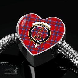 Scottish Rait  Clan Tartan Bracelet - Heart Shape Pendant Scottish Plaid Tartan Plaid