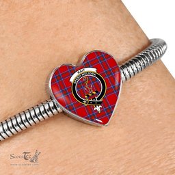 Scottish Rait  Clan Tartan Bracelet - Heart Shape Pendant Scottish Plaid Tartan Plaid
