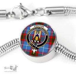 Scottish Preston Clan Tartan Bracelet - Round Shape Pendant Scottish Plaid Tartan Plaid