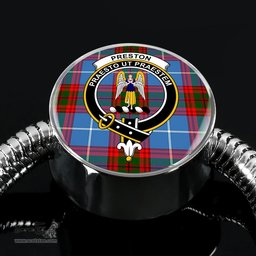 Scottish Preston Clan Tartan Bracelet - Round Shape Pendant Scottish Plaid Tartan Plaid