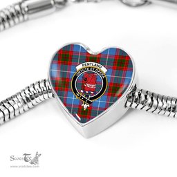 Scottish Pentland Clan Tartan Bracelet - Heart Shape Pendant Scottish Plaid Tartan Plaid