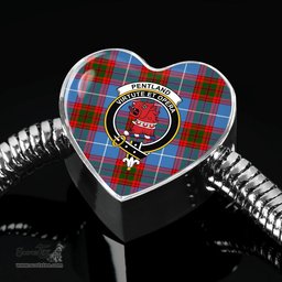 Scottish Pentland Clan Tartan Bracelet - Heart Shape Pendant Scottish Plaid Tartan Plaid