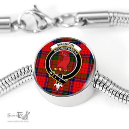 Scottish Macnicol (Of Scorrybreac) Clan Tartan Bracelet - Round Shape Pendant Scottish Plaid Tartan Plaid