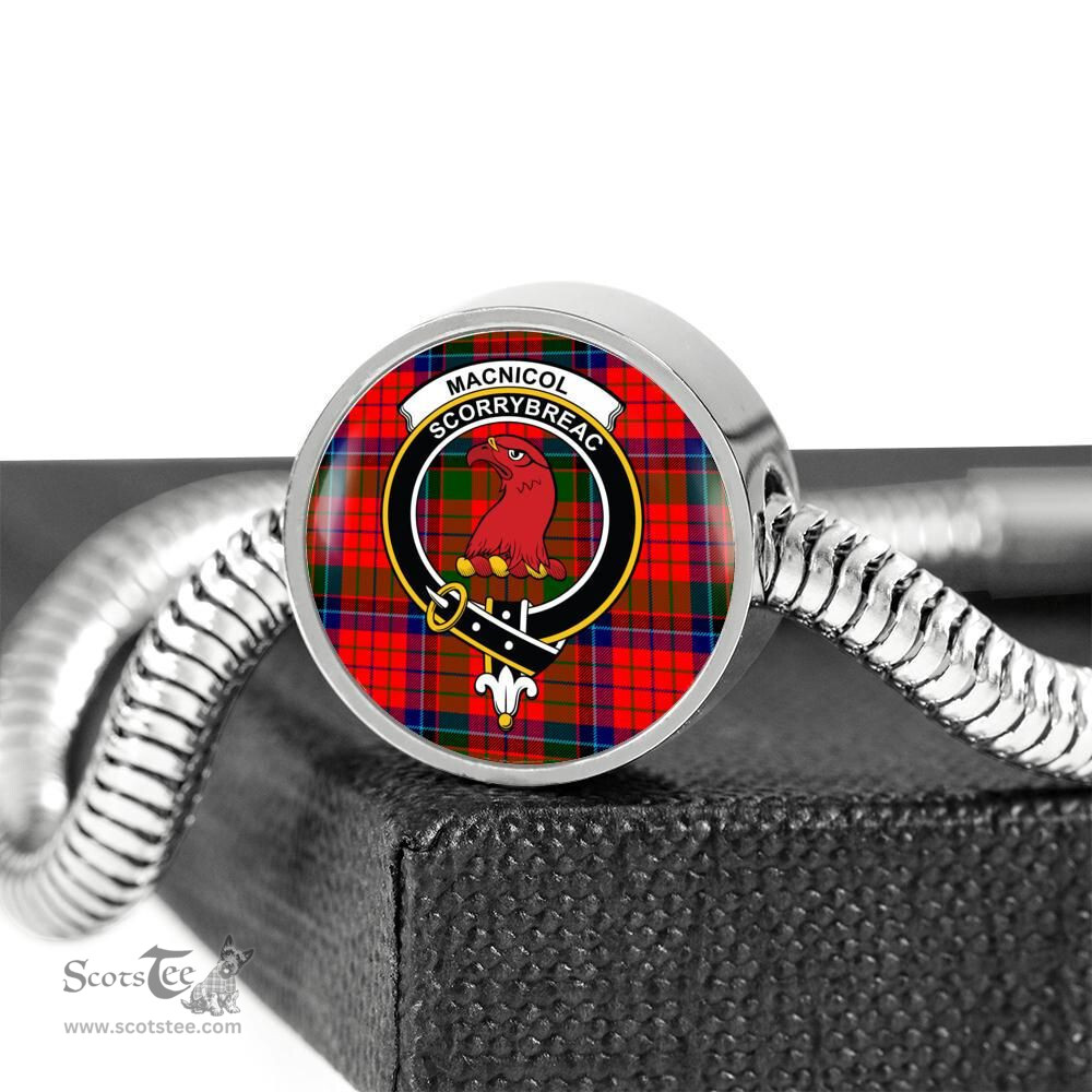 Scottish Macnicol (Of Scorrybreac) Clan Tartan Bracelet - Round Shape Pendant Scottish Plaid Tartan Plaid