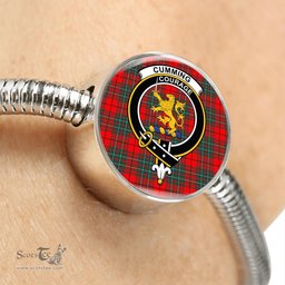 Scottish Cumming Modern Clan Tartan Bracelet - Round Shape Pendant Scottish Plaid Tartan Plaid