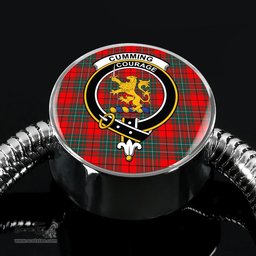 Scottish Cumming Modern Clan Tartan Bracelet - Round Shape Pendant Scottish Plaid Tartan Plaid