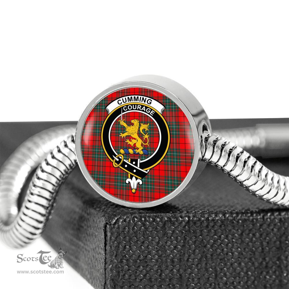 Scottish Cumming Modern Clan Tartan Bracelet - Round Shape Pendant Scottish Plaid Tartan Plaid