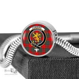 Scottish Cumming Modern Clan Tartan Bracelet - Round Shape Pendant Scottish Plaid Tartan Plaid