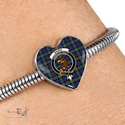 Scottish Baird Modern Clan Tartan Bracelet - Heart Shape Pendant Scottish Plaid Tartan Plaid