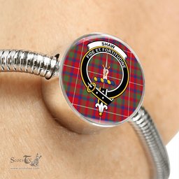 Scottish Shaw Of Tordarroch Clan Tartan Bracelet - Round Shape Pendant Scottish Plaid Tartan Plaid