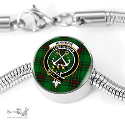 Scottish Kinnear Tartans Clan Tartan Bracelet - Round Shape Pendant Scottish Plaid Tartan Plaid