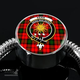 Scottish Kerr Modern Clan Tartan Bracelet - Round Shape Pendant Scottish Plaid Tartan Plaid