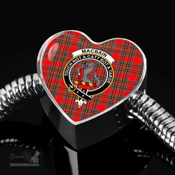 Scottish Macbain Clan Tartan Bracelet - Heart Shape Pendant Scottish Plaid Tartan Plaid