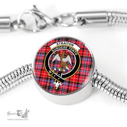 Scottish Straiton Clan Tartan Bracelet - Round Shape Pendant Scottish Plaid Tartan Plaid