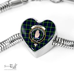 Scottish Lamont Modern Clan Tartan Bracelet - Heart Shape Pendant Scottish Plaid Tartan Plaid
