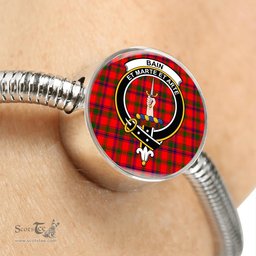 Scottish Bain Clan Tartan Bracelet - Round Shape Pendant Scottish Plaid Tartan Plaid