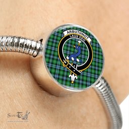 Scottish Arbuthnott Clan Tartan Bracelet - Round Shape Pendant Scottish Plaid Tartan Plaid