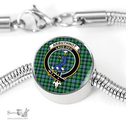 Scottish Arbuthnott Clan Tartan Bracelet - Round Shape Pendant Scottish Plaid Tartan Plaid