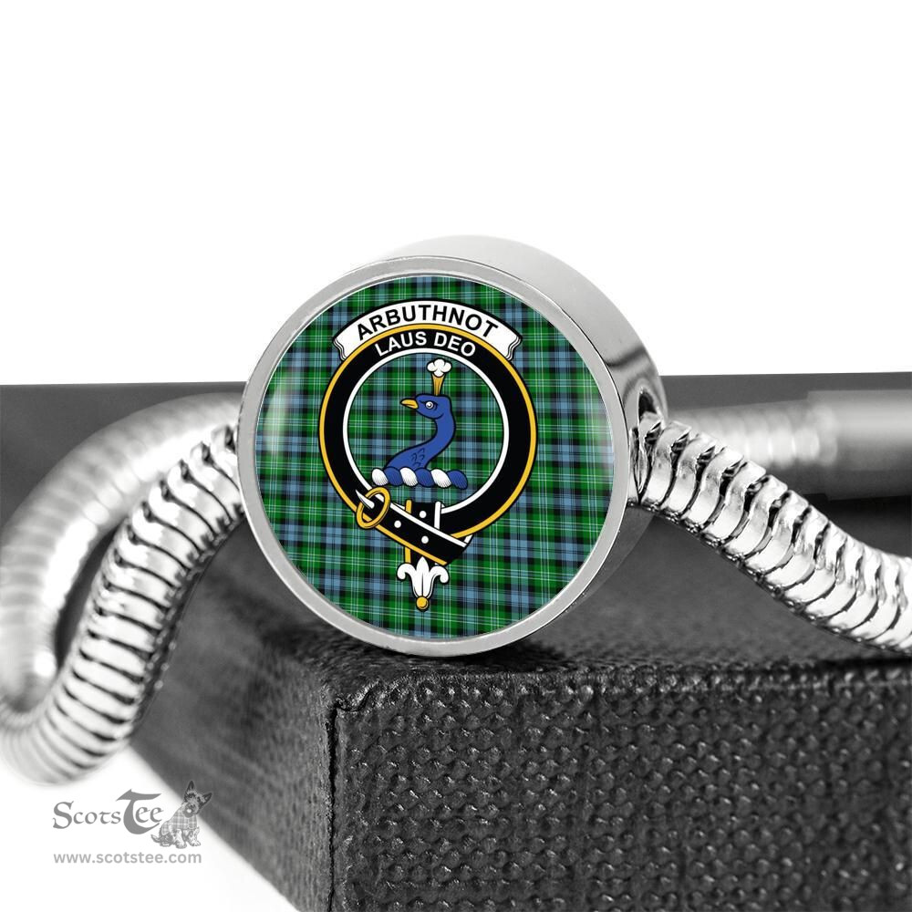 Scottish Arbuthnott Clan Tartan Bracelet - Round Shape Pendant Scottish Plaid Tartan Plaid