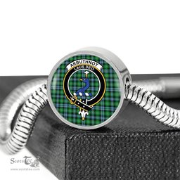 Scottish Arbuthnott Clan Tartan Bracelet - Round Shape Pendant Scottish Plaid Tartan Plaid