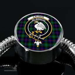 Scottish Calder Modern Clan Tartan Bracelet - Round Shape Pendant Scottish Plaid Tartan Plaid