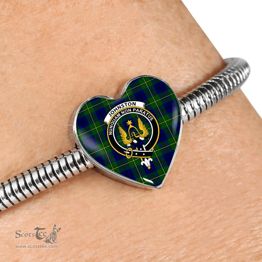 Scottish Johnstone Clan Tartan Bracelet - Heart Shape Pendant Scottish Plaid Tartan Plaid