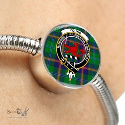 Scottish Young Modern Clan Tartan Bracelet - Round Shape Pendant Scottish Plaid Tartan Plaid