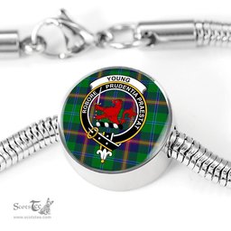 Scottish Young Modern Clan Tartan Bracelet - Round Shape Pendant Scottish Plaid Tartan Plaid