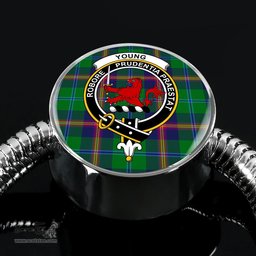 Scottish Young Modern Clan Tartan Bracelet - Round Shape Pendant Scottish Plaid Tartan Plaid
